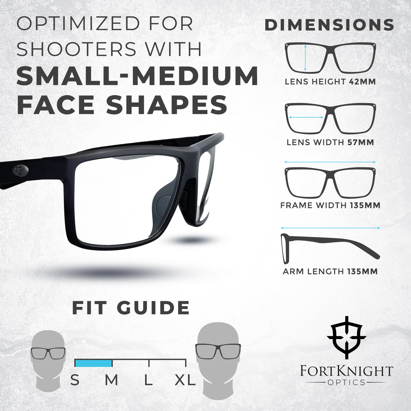 FortKnight Optics 308 Ballistic - World's best premium shooting eyewear featuring lenses by ZEISS - Size small - medium