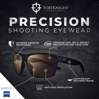 FortKnight Optics Premium Shooting Glasses - Tactical Eyewear featuring lenses by ZEISS - The Best Shooting Glasses for On and Off the Range